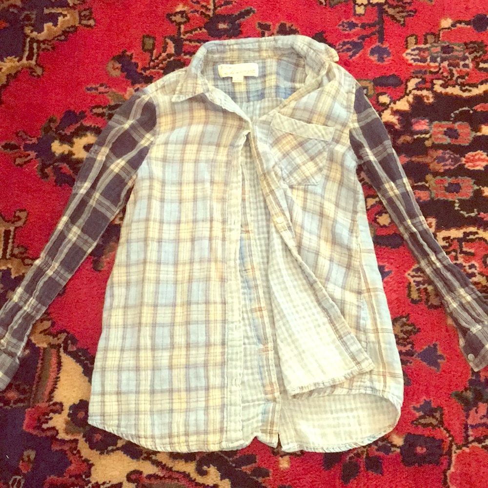 Plaid mismatch button down